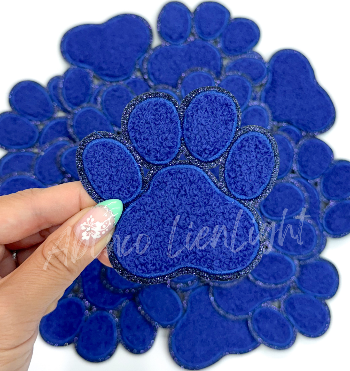 Royal chenille paw print trucker hat patch iron on