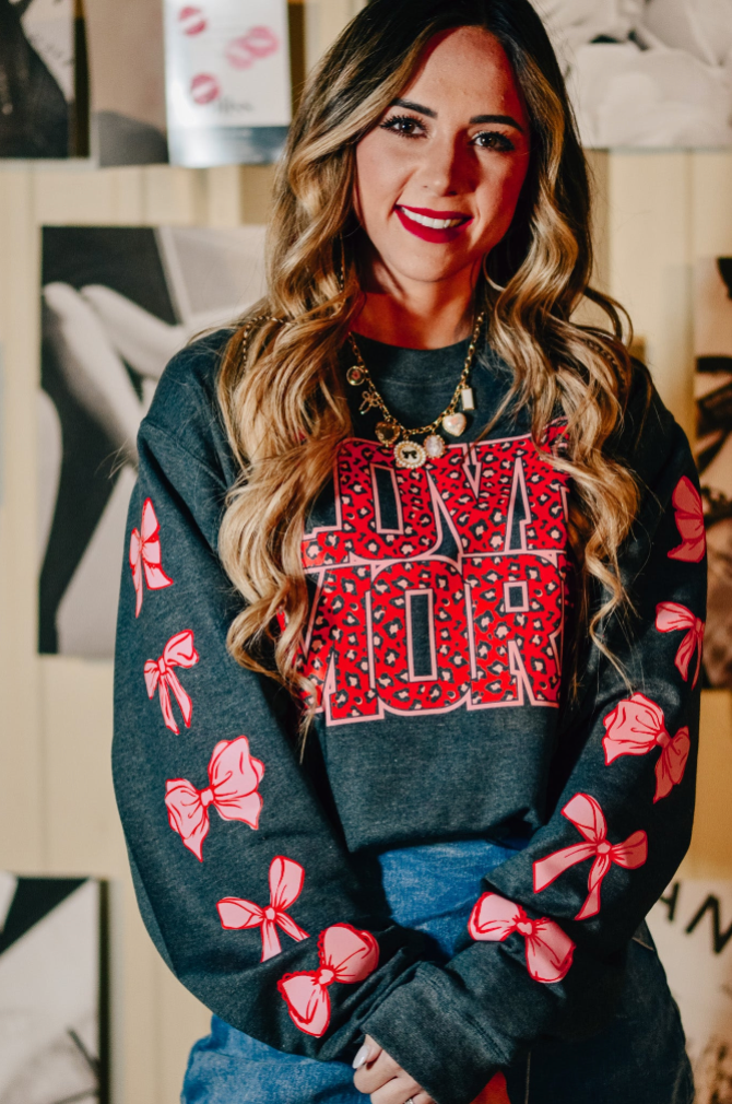 Love You More Leopard & Bows Sweatshirt