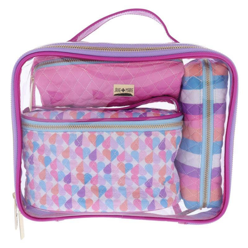 Sweet Heart Clear Toiletry Bag with Three Inserts