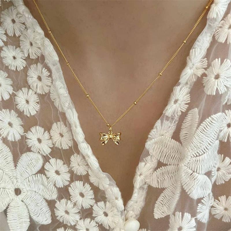 Dainty Bow Charm Necklace