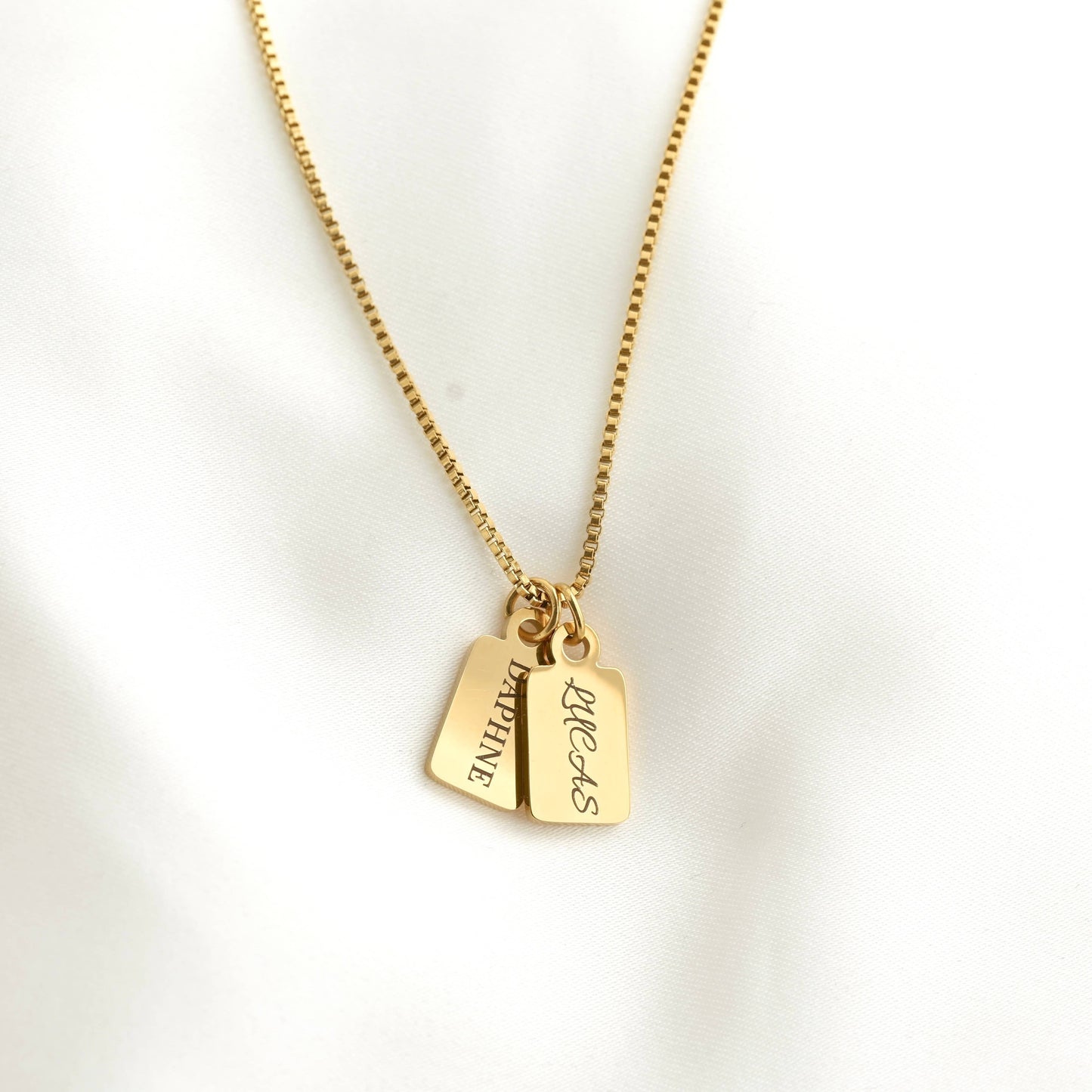 Custom Tag Charm Necklace - Multiple Bar Family Necklace