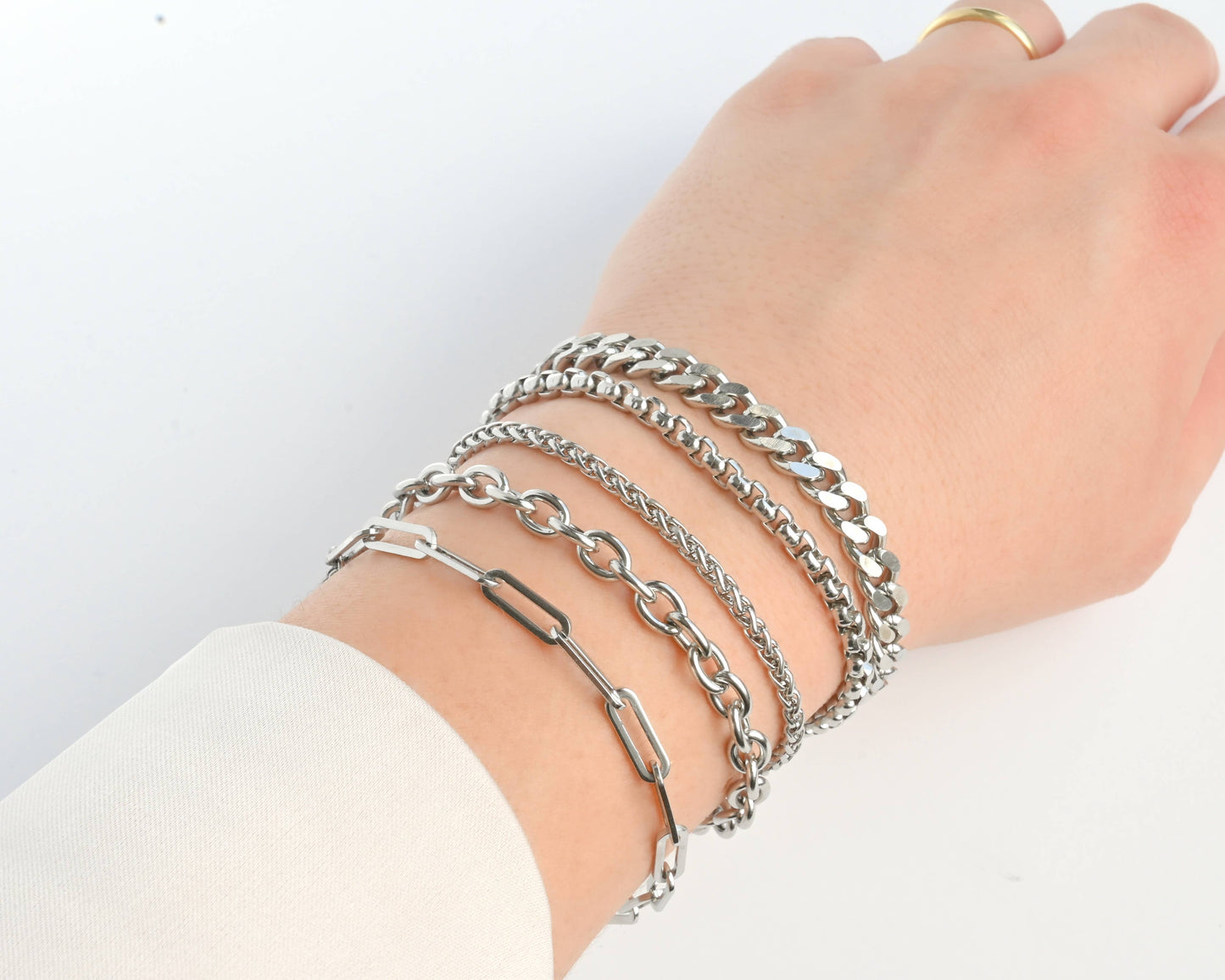 Stainless Steel Bold Bracelets - Chunky Gold Silver Bracelet