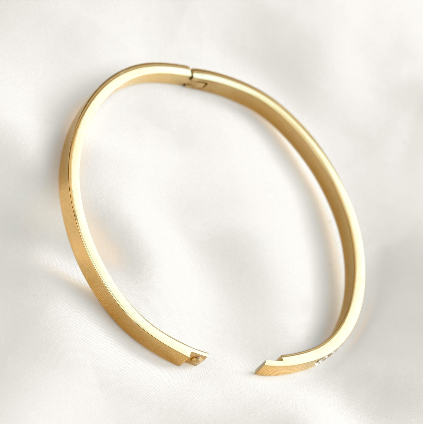 Mixed Motif Gold Hinged Bangle Set - Stainless Steel