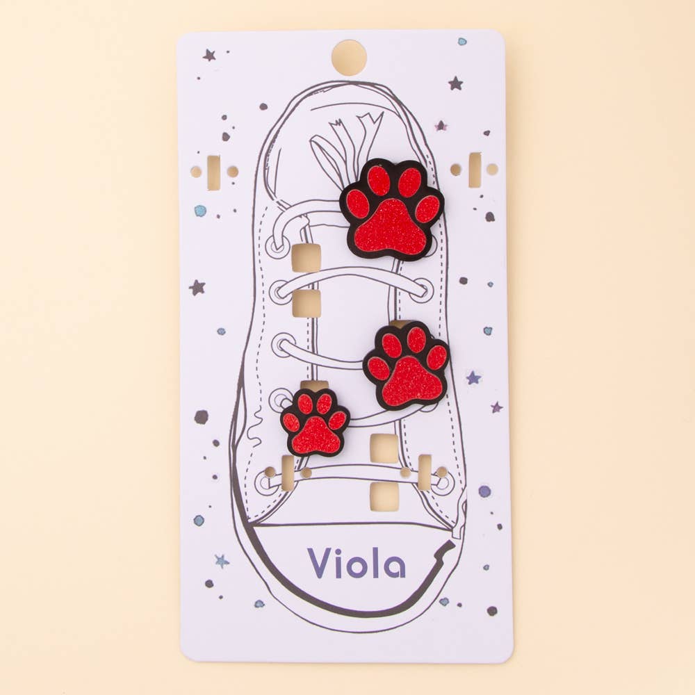 Gameday Glittered Paw Print Charm Shoe Set in Team Colors