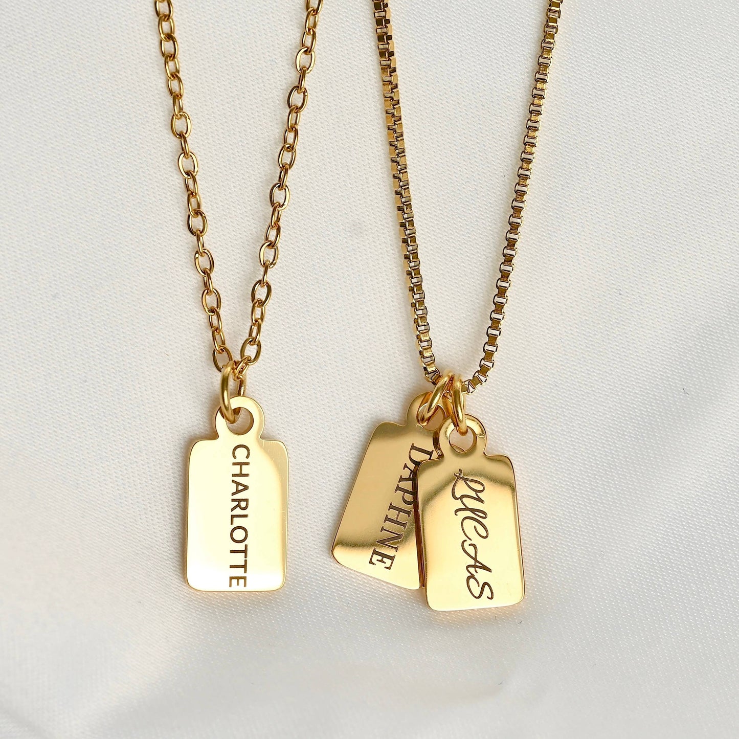 Custom Tag Charm Necklace - Multiple Bar Family Necklace