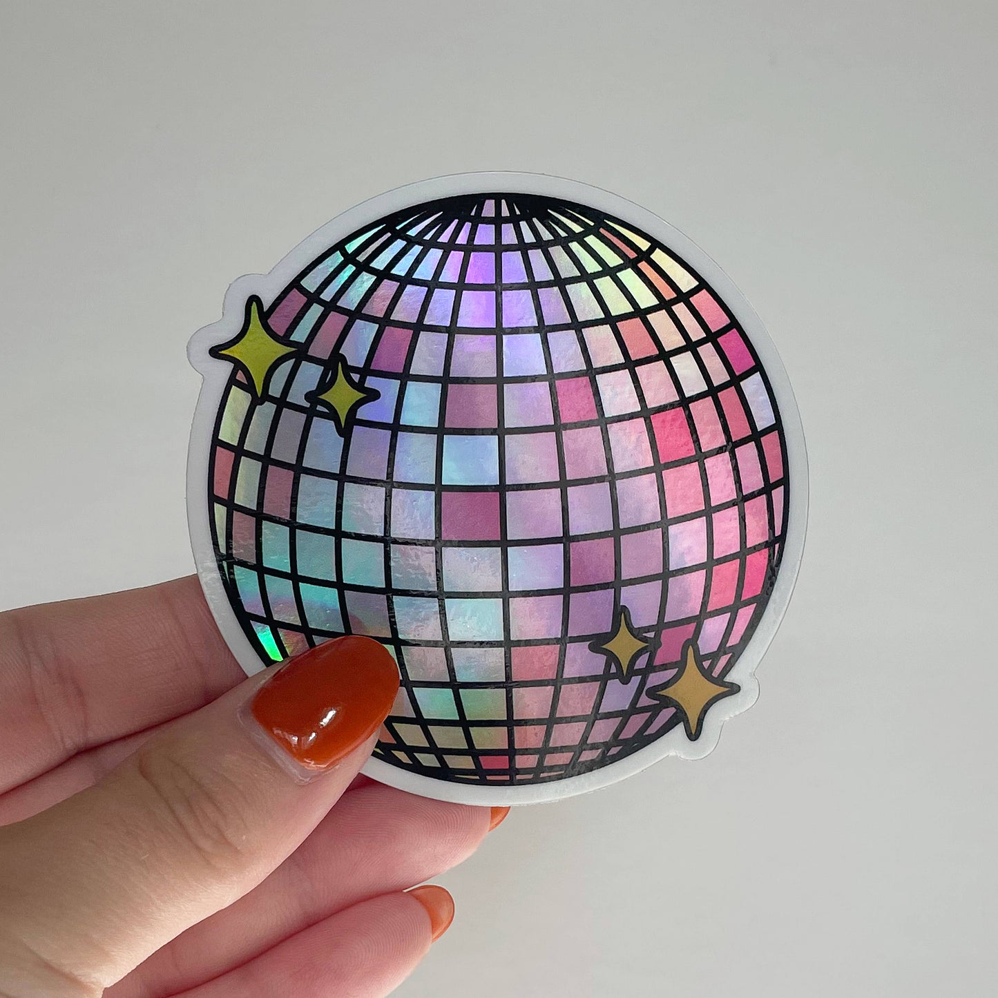 Holographic Pink Disco Ball Sticker