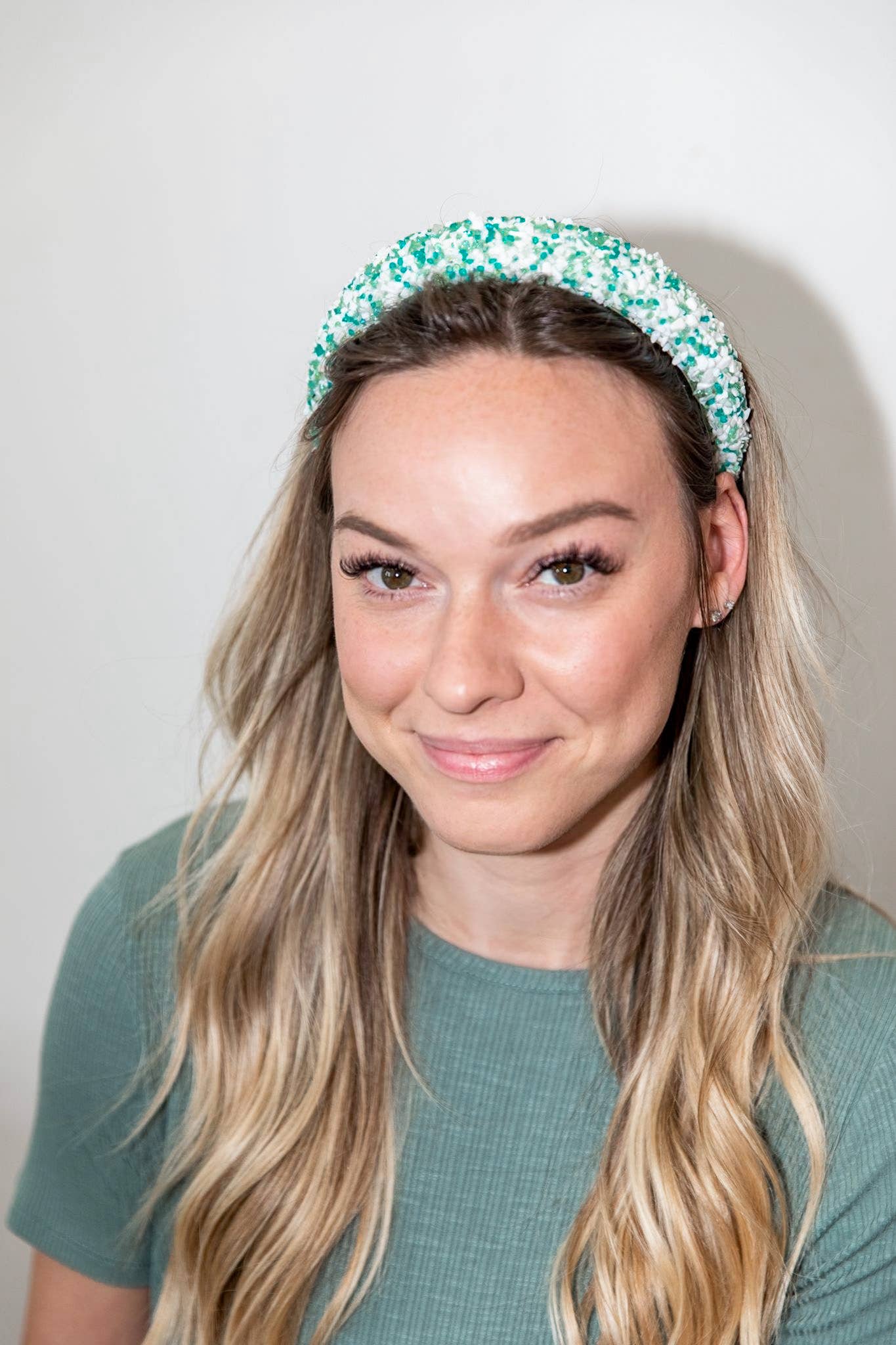 All That Glitters Headband - Teal + White