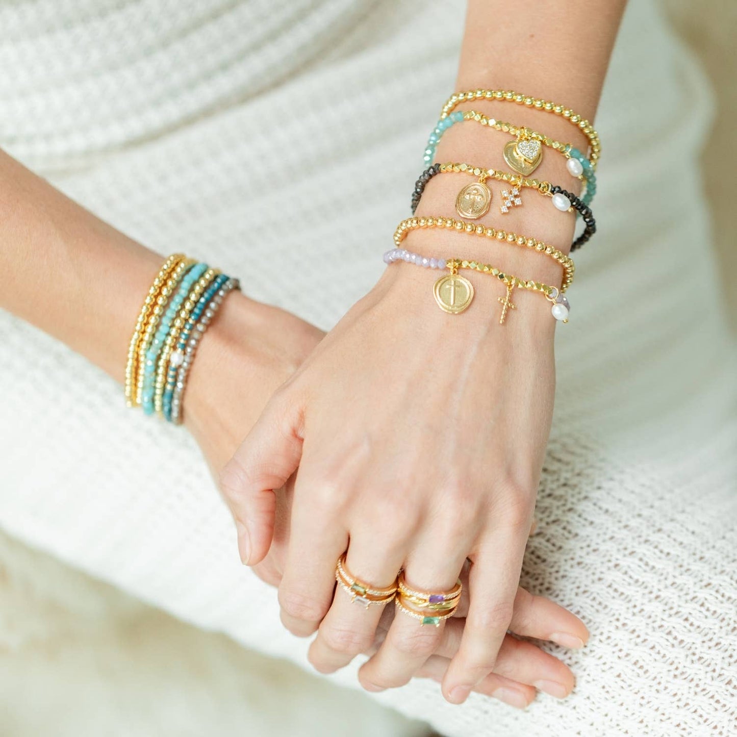 Cross Stretch Bracelet With a Touch of Sparkle