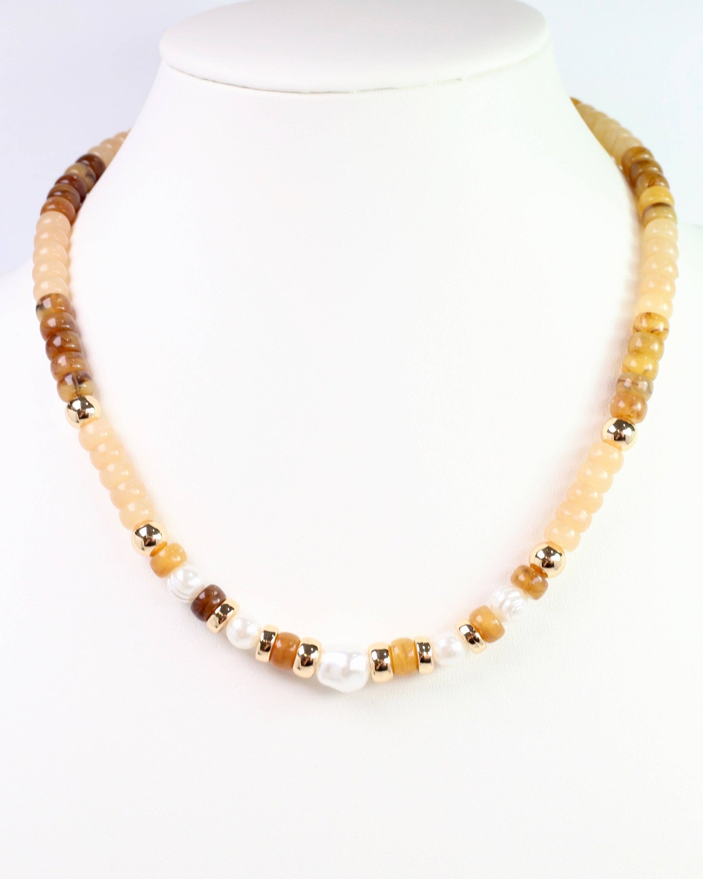Bowie Bead and Pearl Necklace Brown