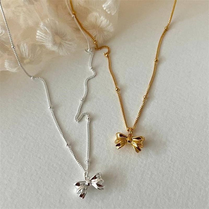 Dainty Bow Charm Necklace