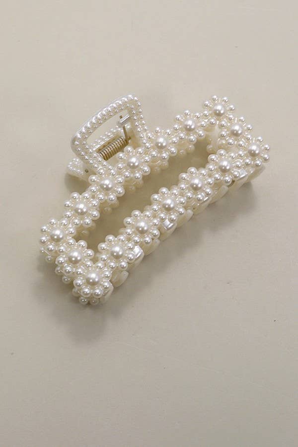 PEARL FLOWER HAIR CLAW clip