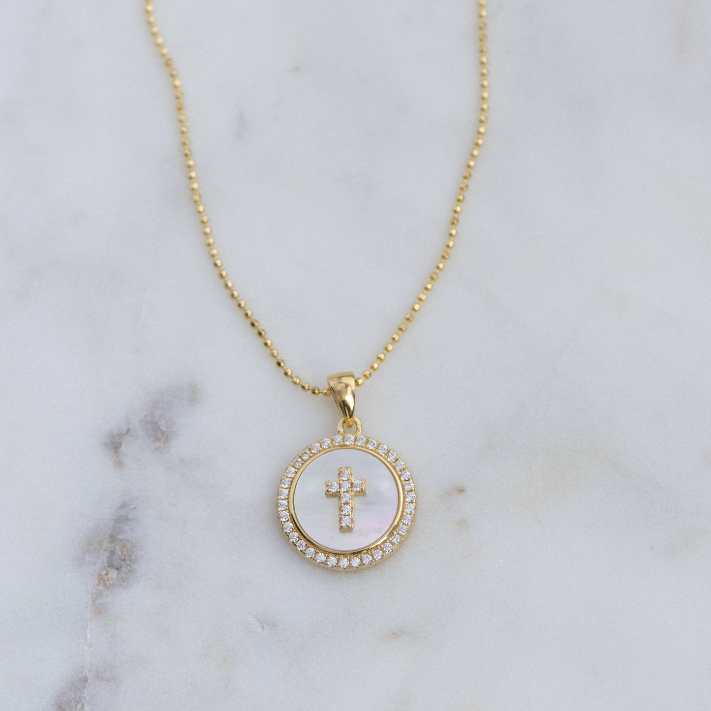 Mother of Pearl Cross Necklace