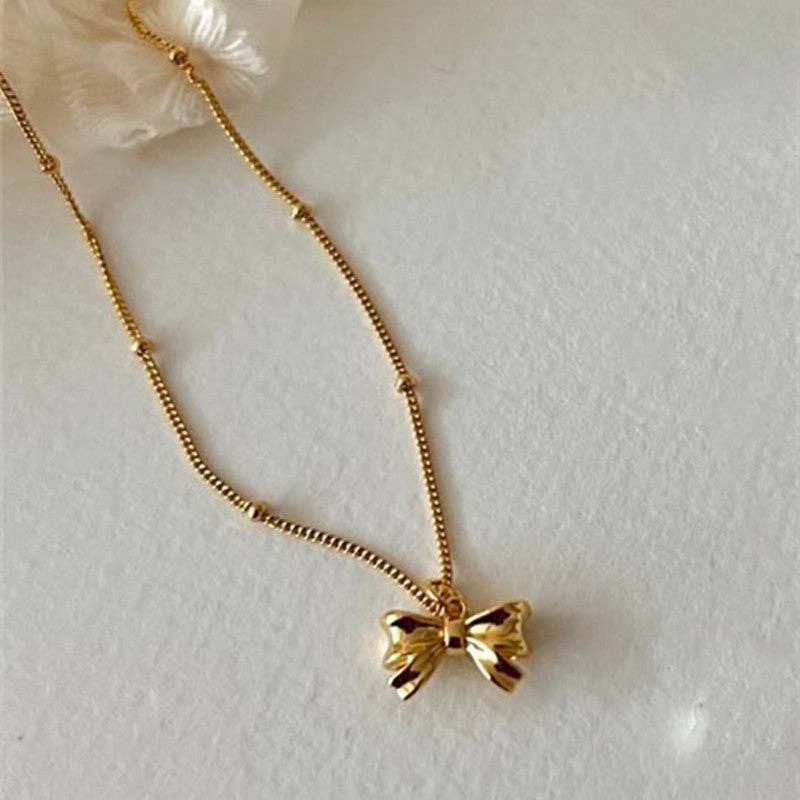 Dainty Bow Charm Necklace