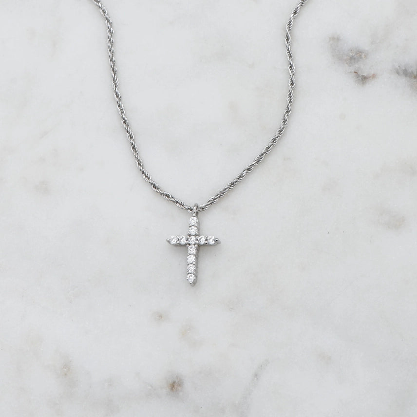 Rope Chain Cross Pendant Necklace