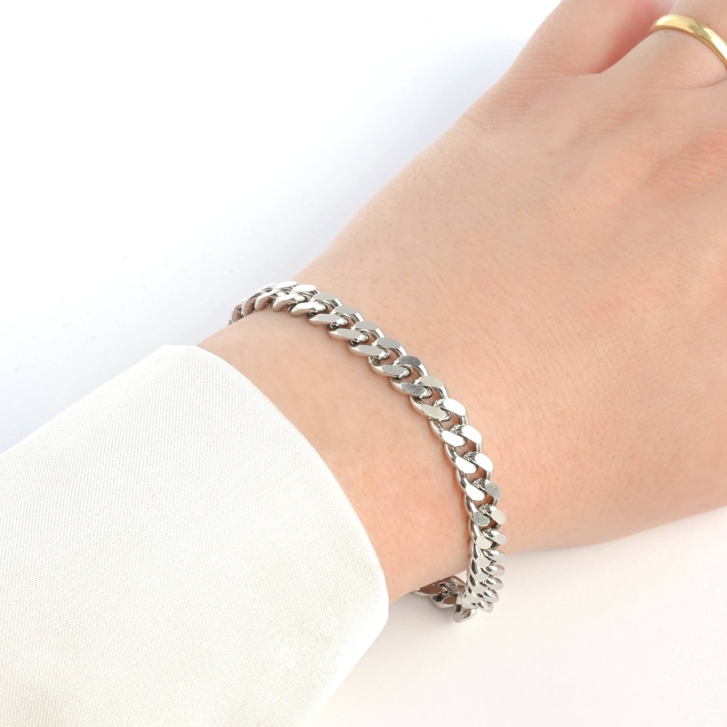 Stainless Steel Bold Bracelets - Chunky Gold Silver Bracelet