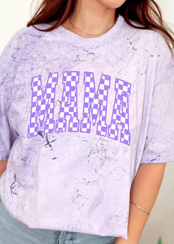 Mama | Checkered Colorblast Tee