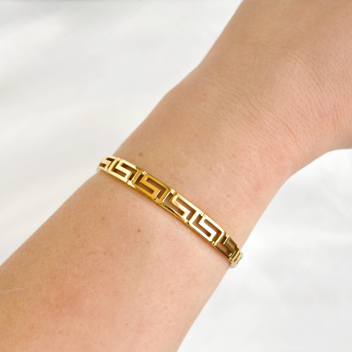 Mixed Motif Gold Hinged Bangle Set - Stainless Steel