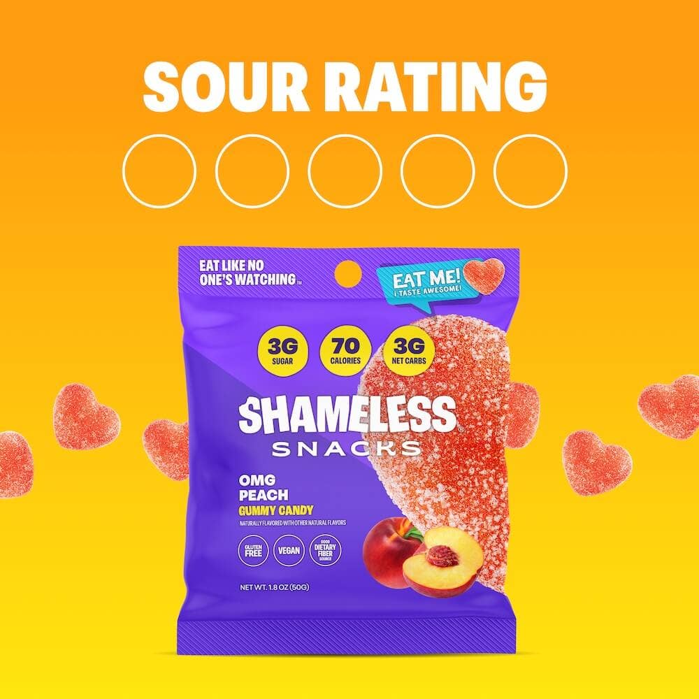 OMG Sour Peach Low Sugar Gummies 1.8oz – 6ct