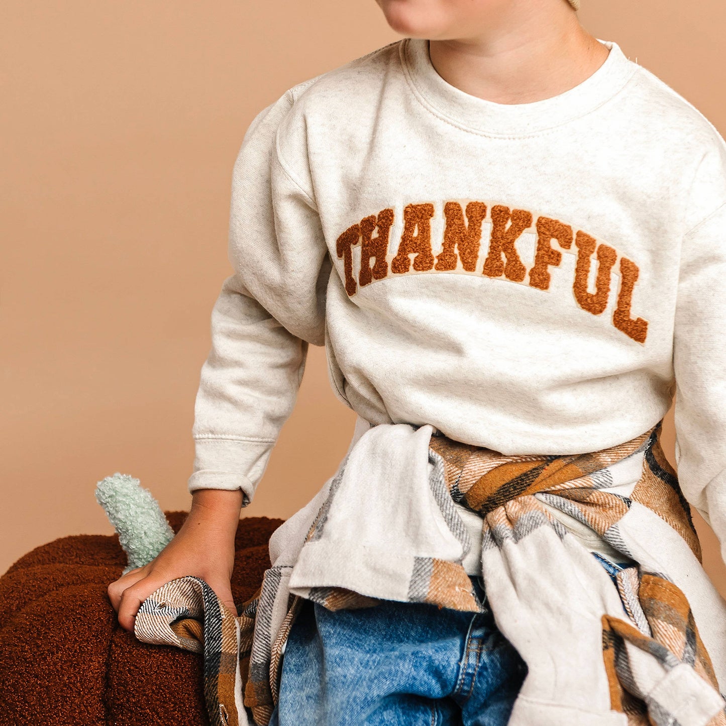 Thankful Patch Varsity Thanksgiving Sweatshirt - Boys