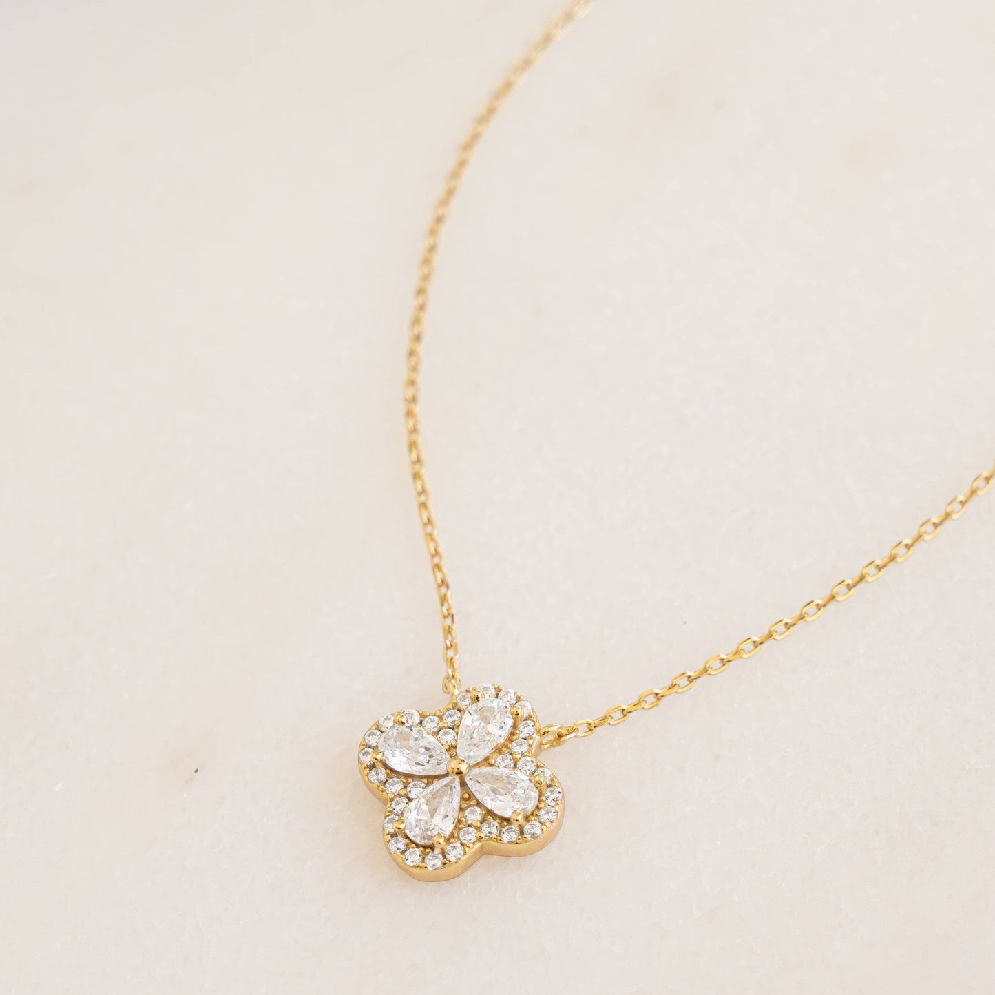Pear Four Leaf Clover Necklace