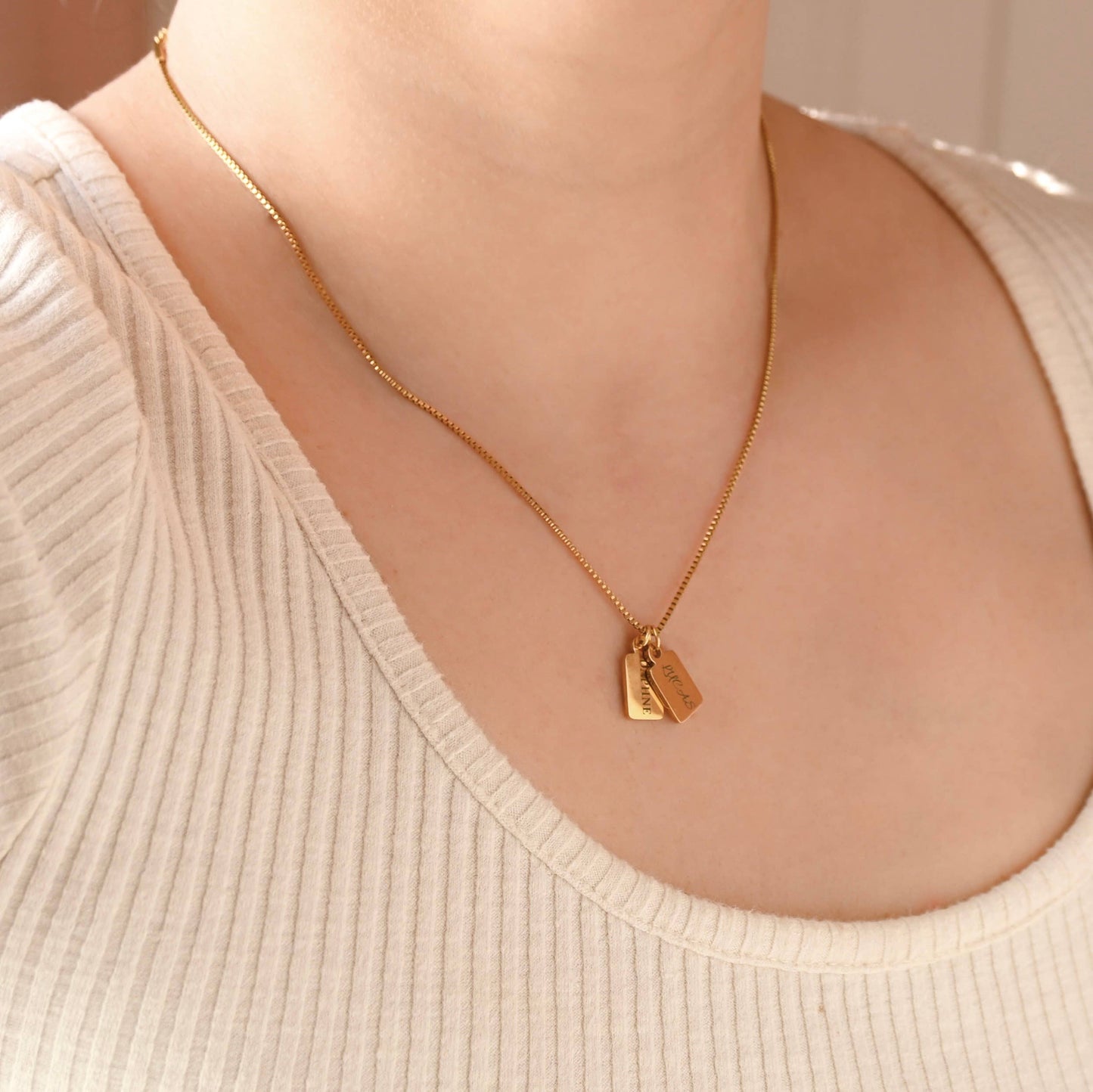 Custom Tag Charm Necklace - Multiple Bar Family Necklace