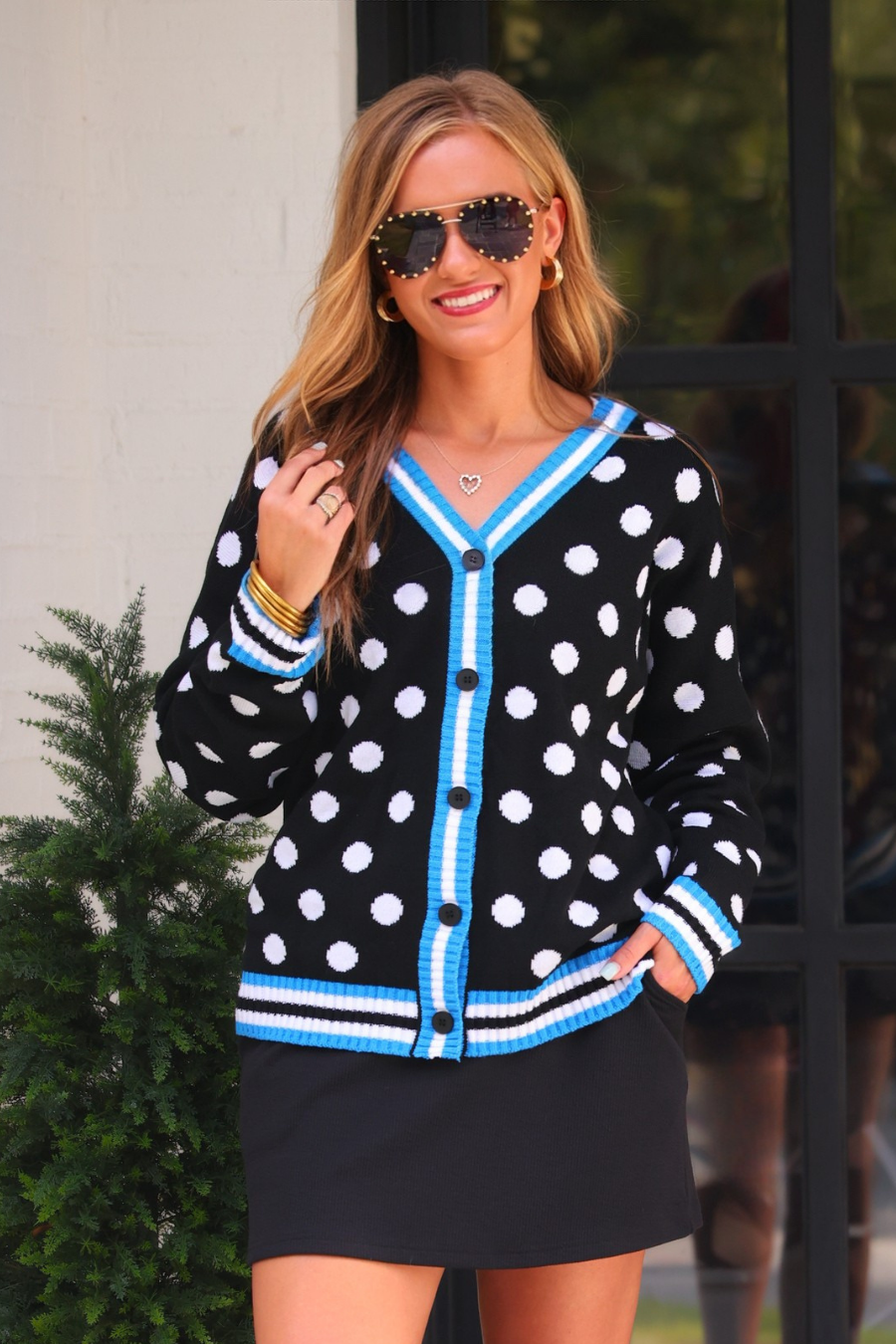 Polka Dot Knit Cardigan