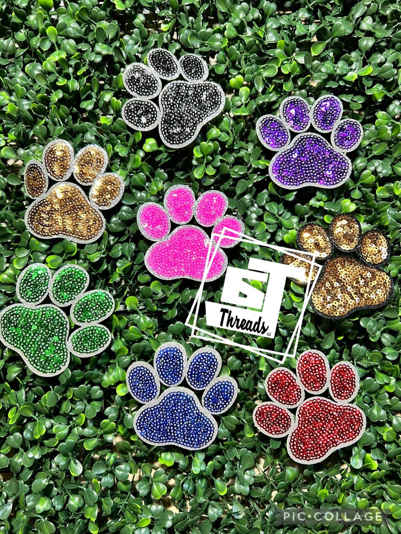 Sequin Paw Print Cap Patches