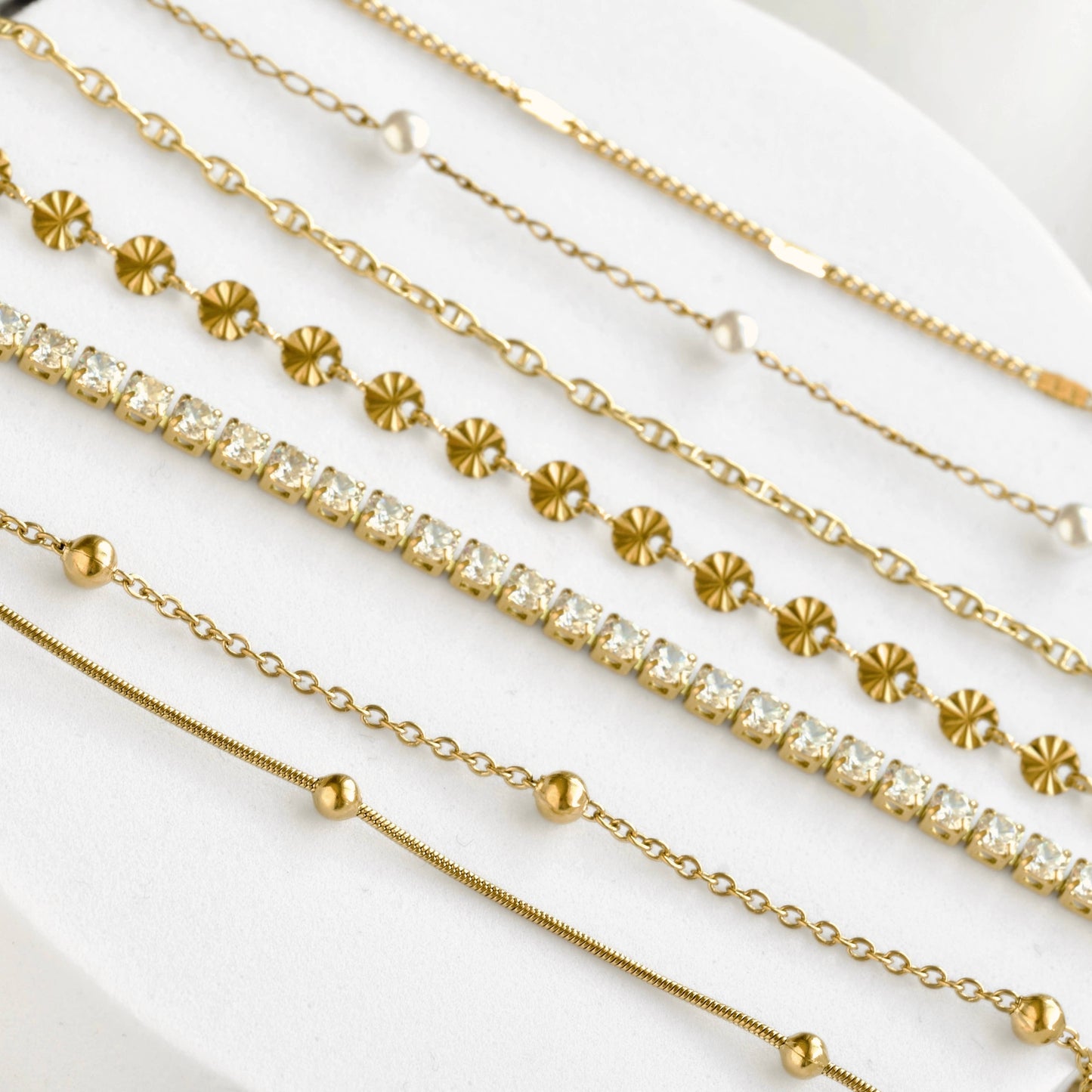 Everyday Stacking Bracelets - Stainless Steel Gold Chains
