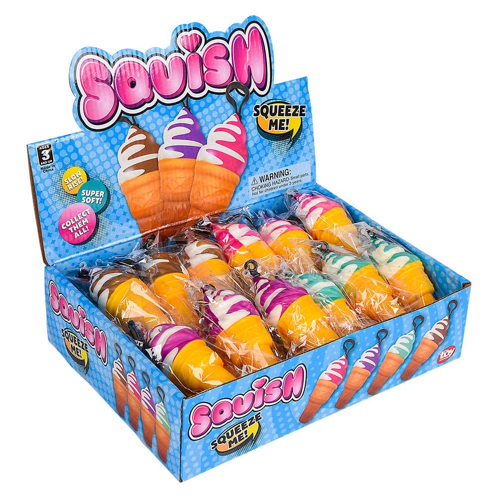 Squish Ice Cream Cone Backpack Clip  4" - LLB Toys