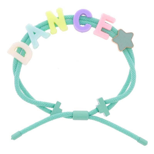 Kids Mint Cord & "DANCE" & Mint Star Bracelet, Adj.