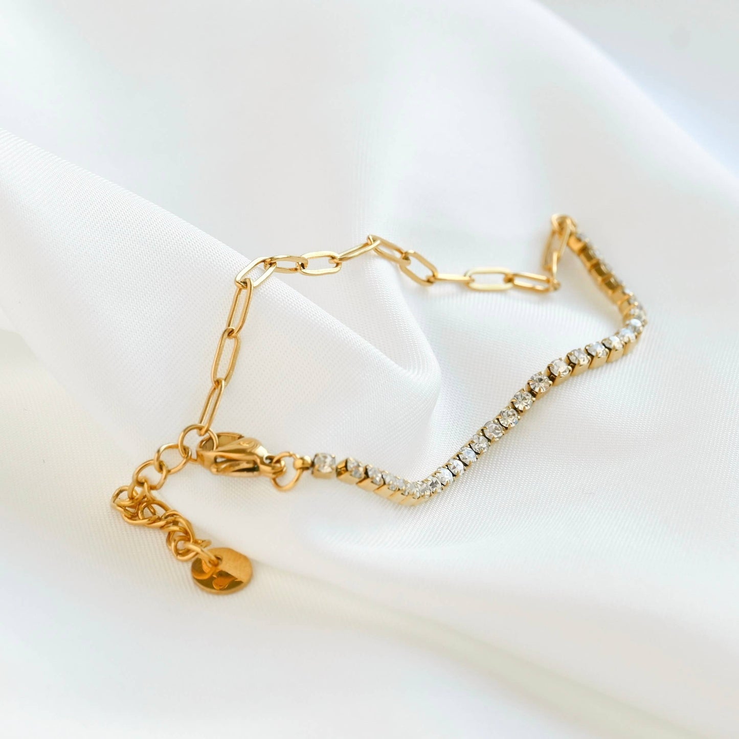 18k Gold Bracelets - Gold Beaded, Paperclip, Tennis Bracelet