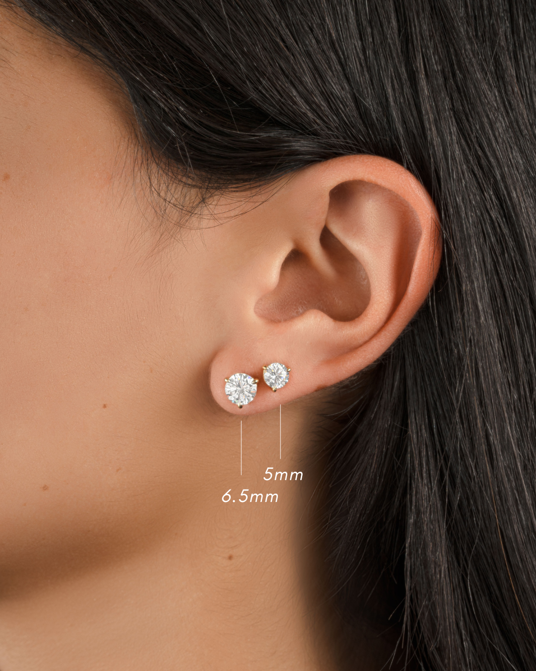 Round Solitaire Stud Earrings (Multiple Sizes Available)