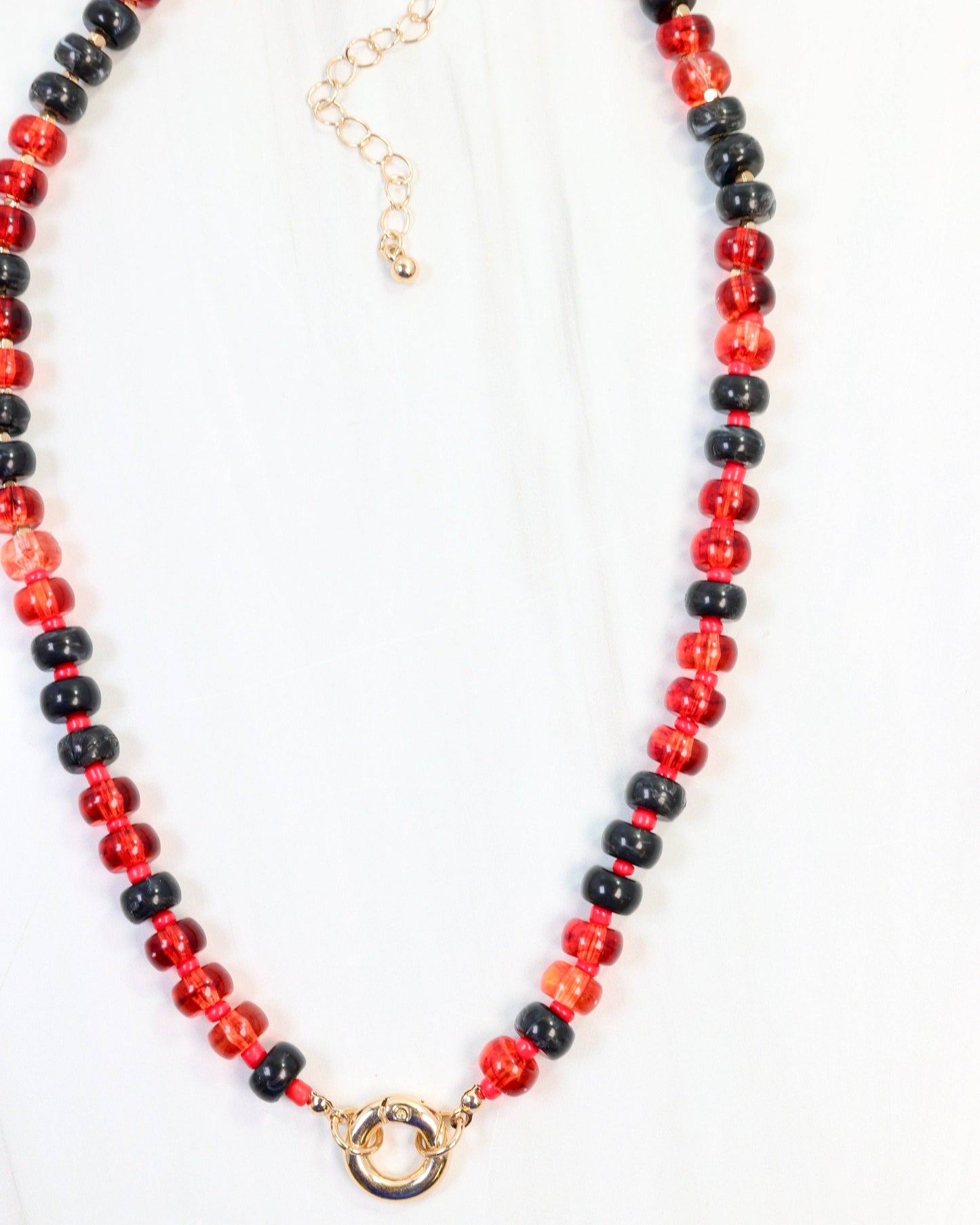 McLane Stone Necklace with Toggle Red Black