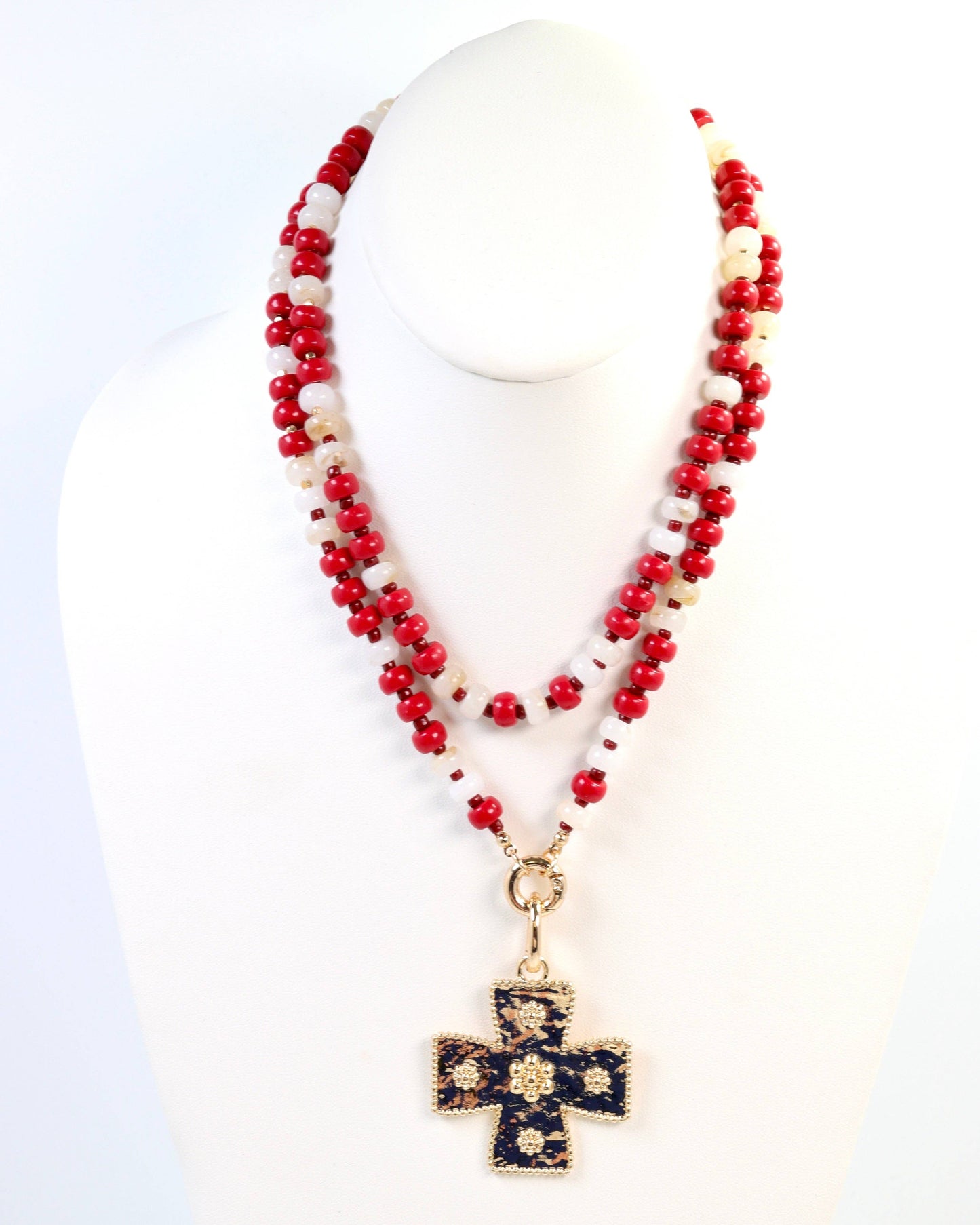 Ellison Stone Necklace Crimson White