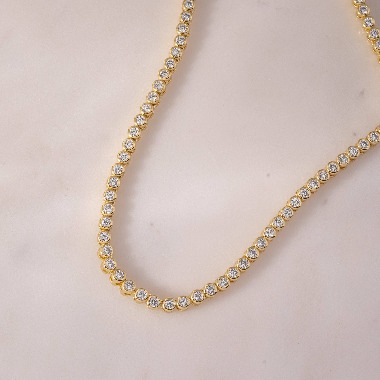 Round Bezel Tennis Necklace