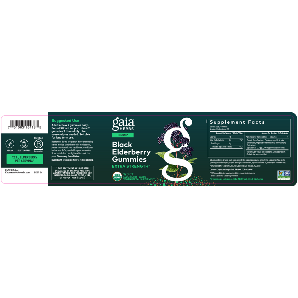Black Elderberry Extra Strength Gummies | Gaia Herbs