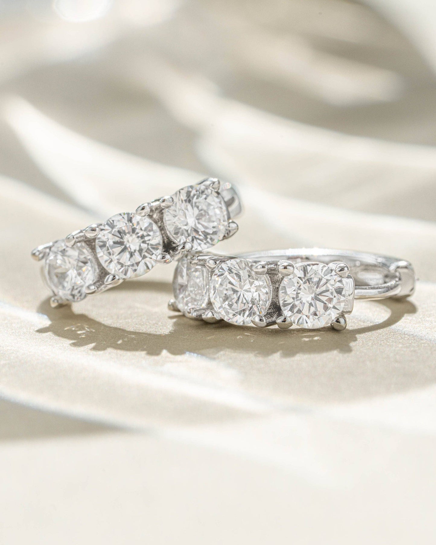 Bella 3 Stone Huggie Hoops
