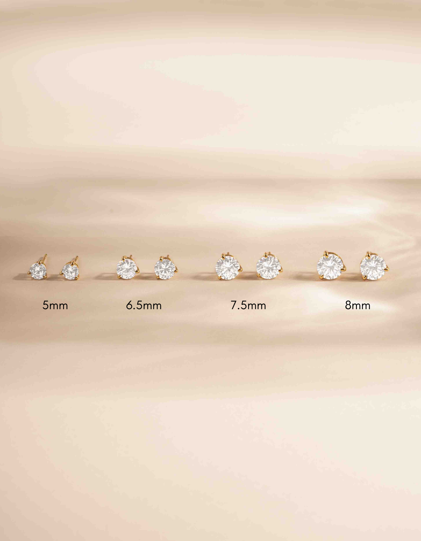 Round Solitaire Stud Earrings (Multiple Sizes Available)