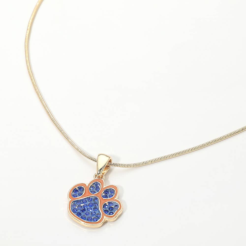 Game Day Football Paw Print Pendant Necklace