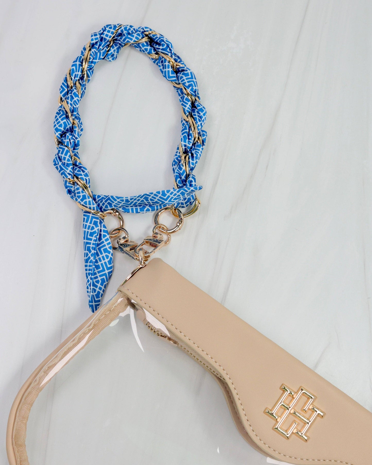 Serafina Scarf Purse Chain Bl Wht Geo