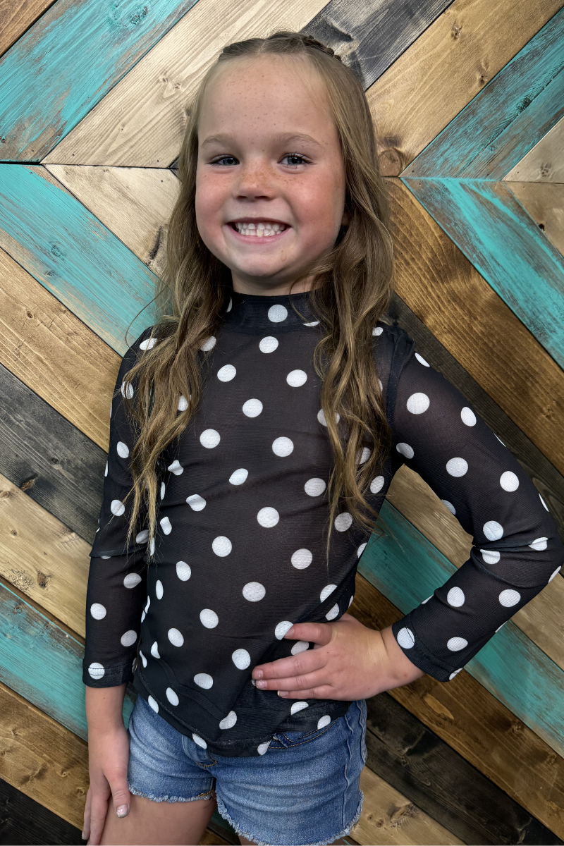 Mini Kickoff Season Black and White Mesh Top