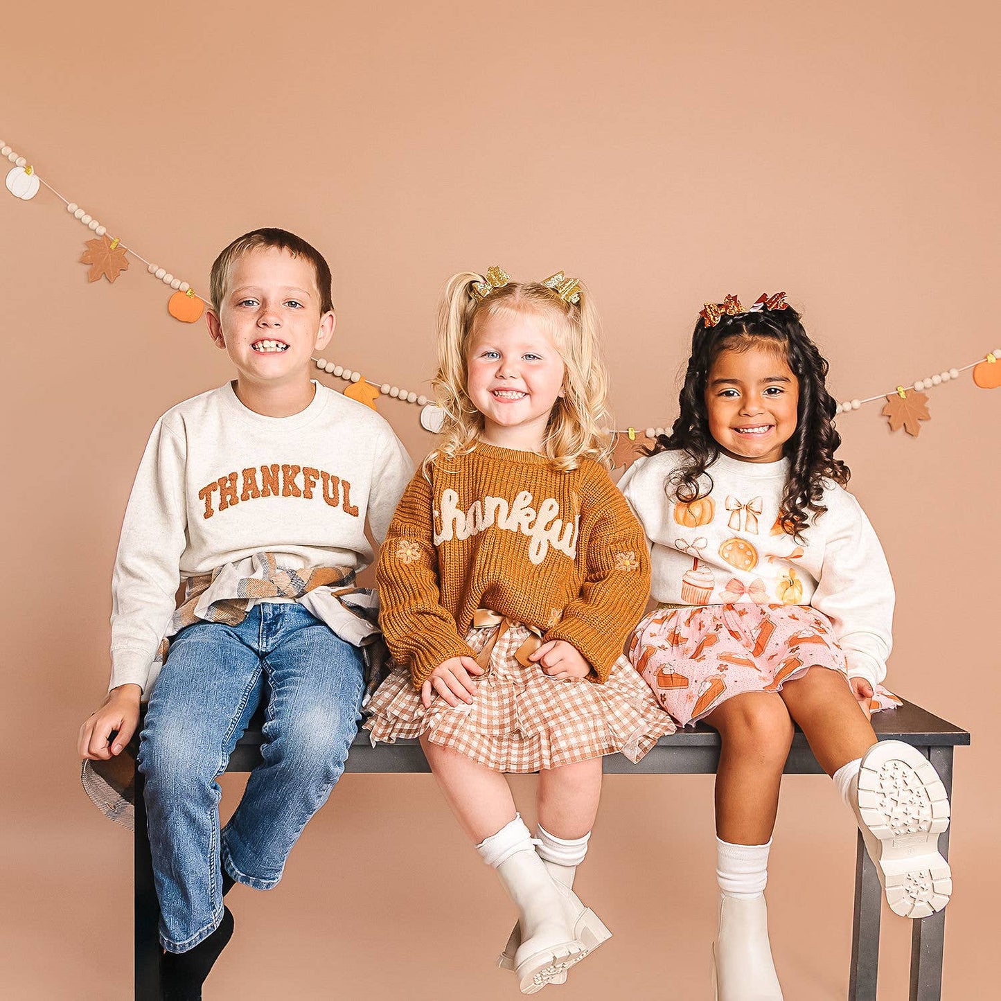 Thankful Patch Varsity Thanksgiving Sweatshirt - Boys