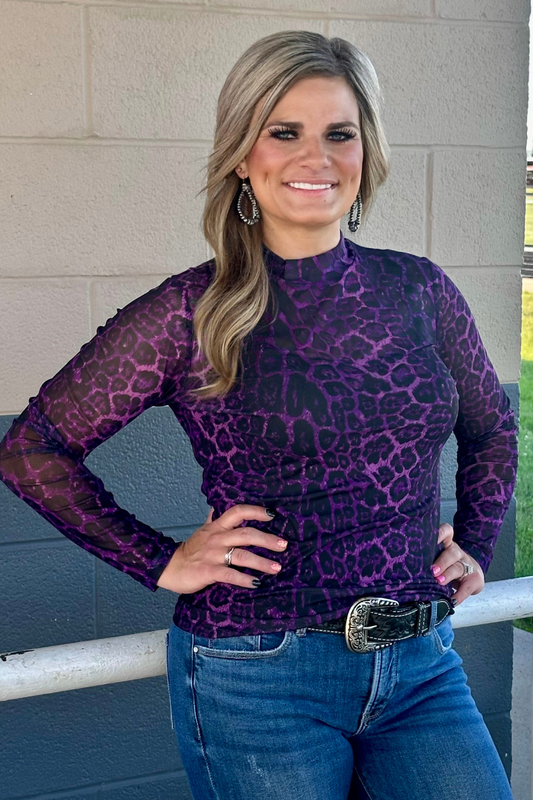 Sideline Spirit Purple Mesh Top
