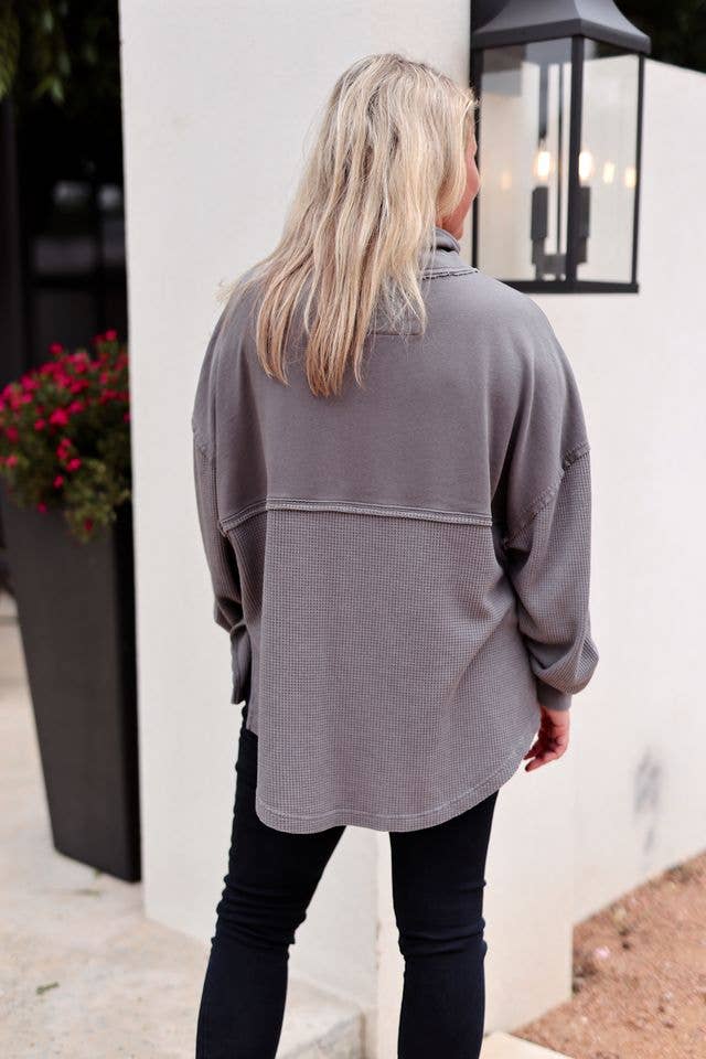 Ready or Not Waffle Quarter Zip- Graphite