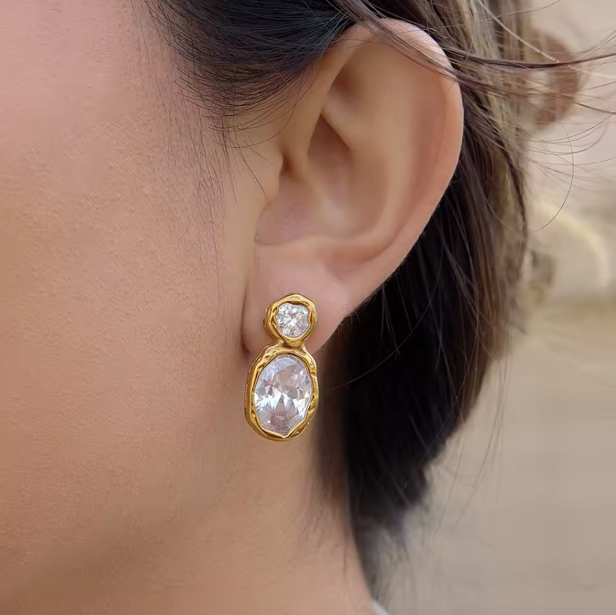 The Luna Bezel Earrings Water Resistant