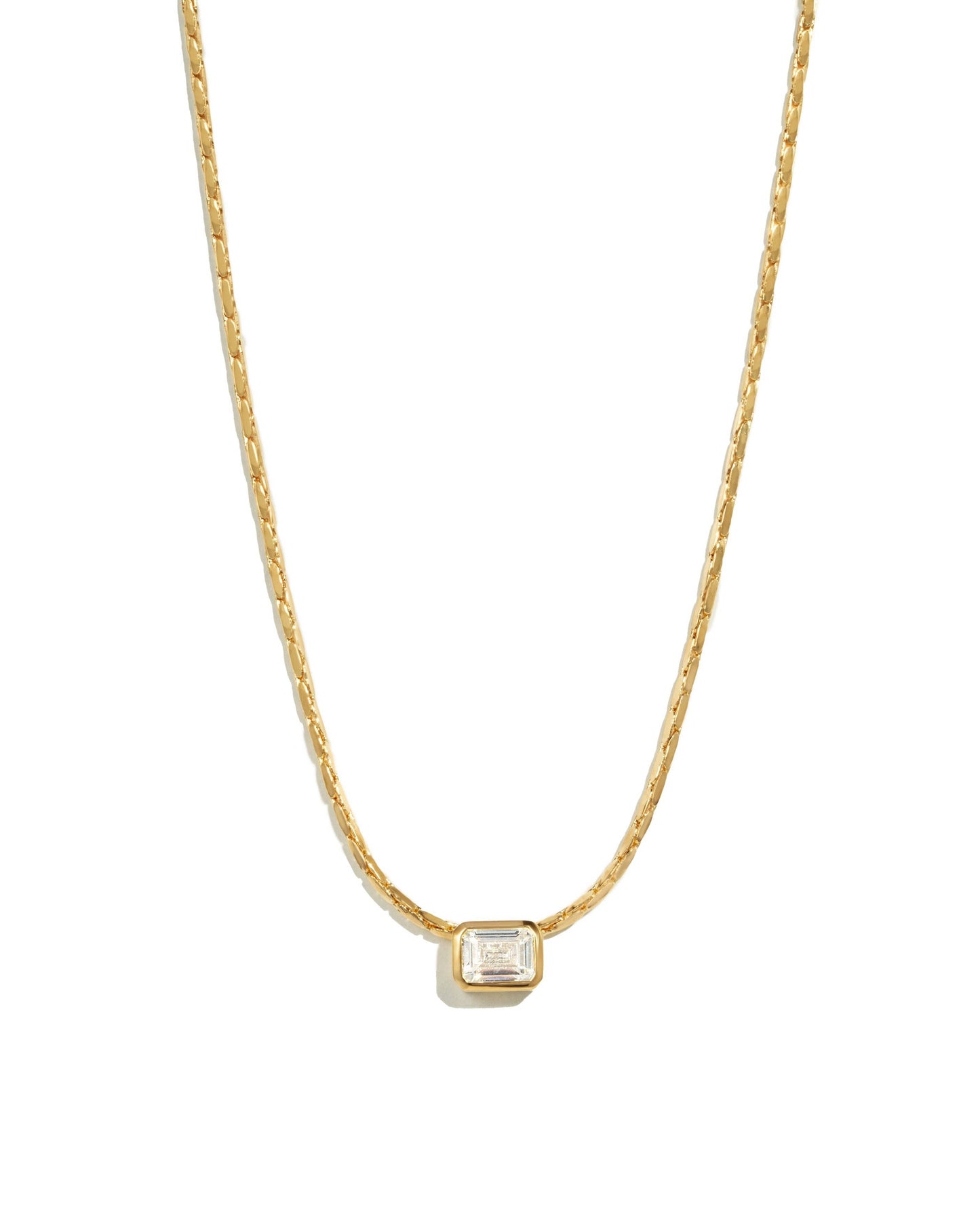 White CZ Baguette Bezel Statement Necklace