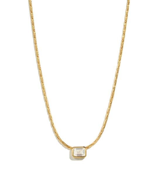 White CZ Baguette Bezel Statement Necklace