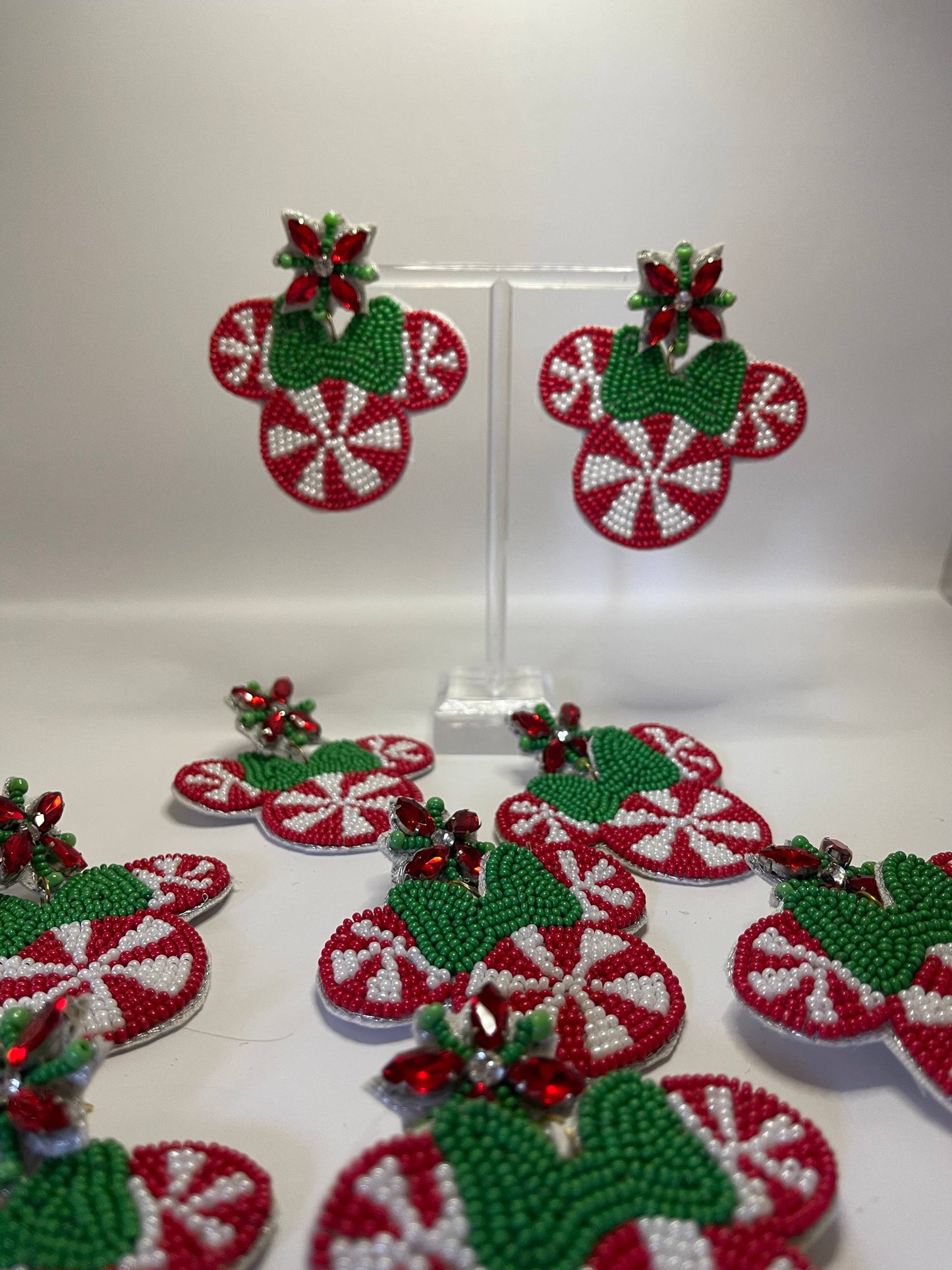 Christmas Peppermint Mouse Earrings
