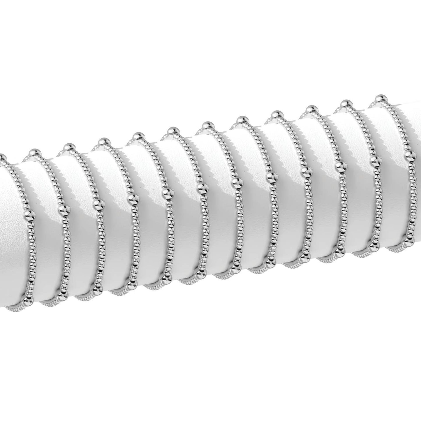 Set/12 3mm Bead with 5mm accent Stretch Bracelets