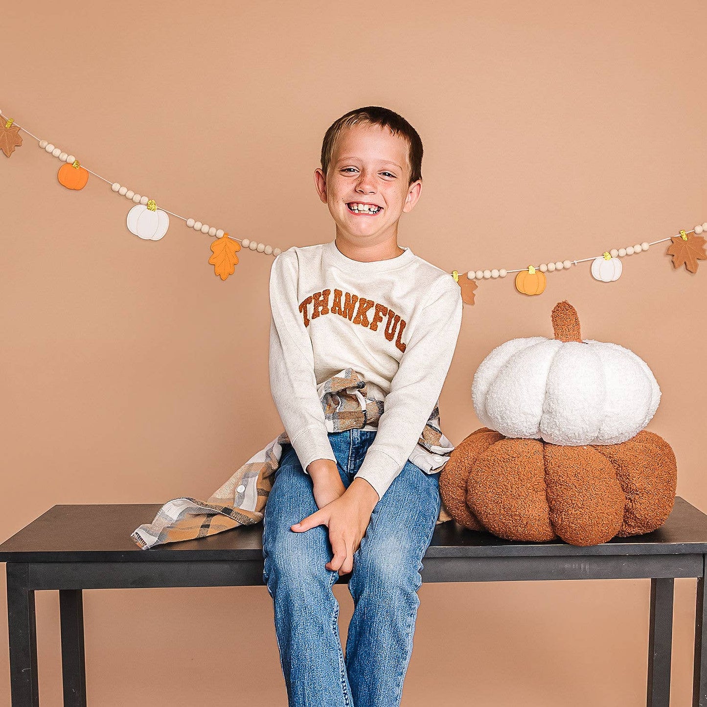 Thankful Patch Varsity Thanksgiving Sweatshirt - Boys